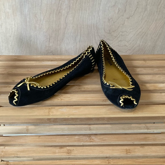 Prada Peep Toe Ballet Flats - Picture 2 of 11